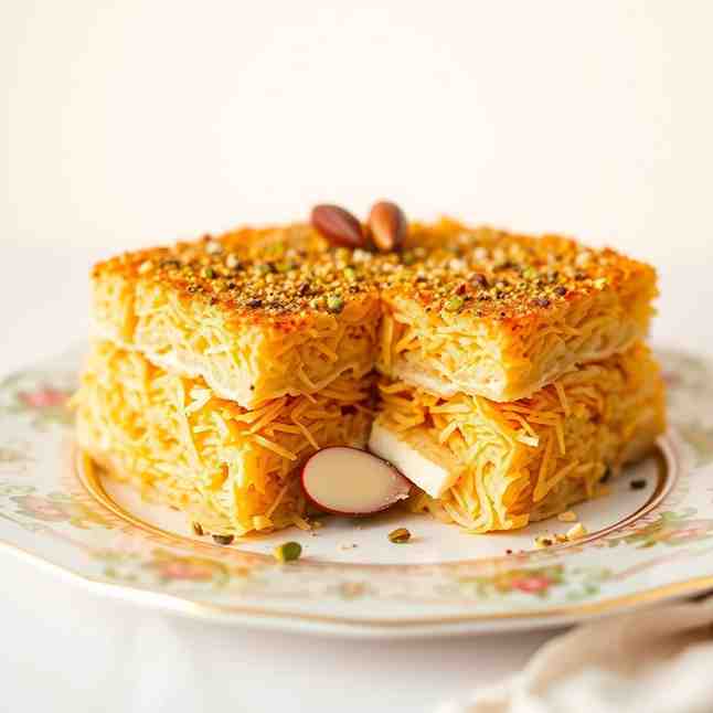 Crispy Egyptian Kanafeh - Kataifi Shredded Phyllo Dough